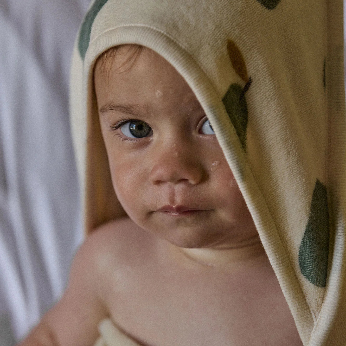 COTTON HOODED TOWEL - Pear Print | Nature Baby