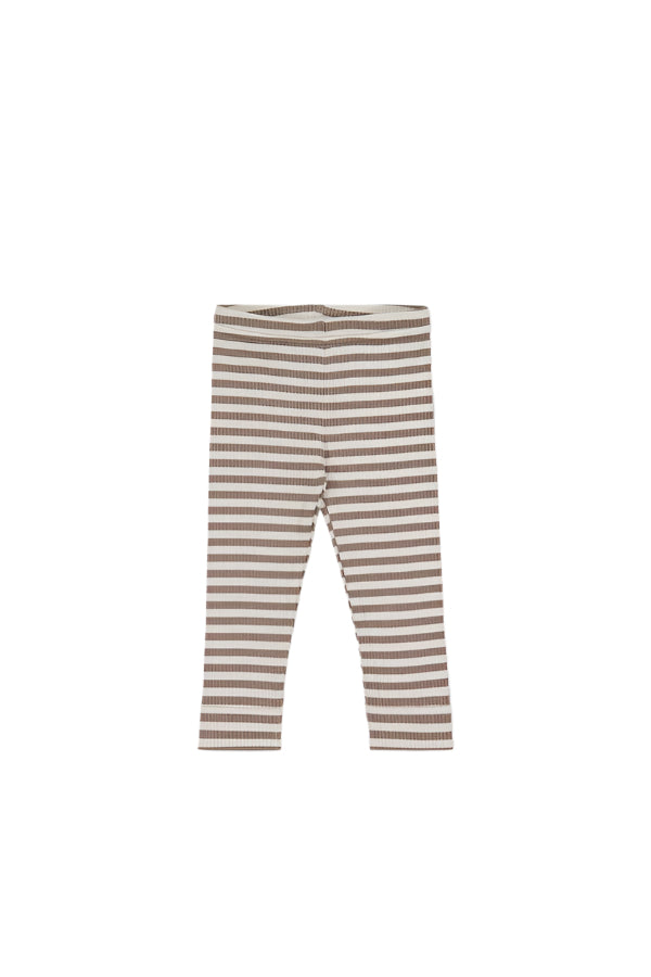 Organic Cotton Modal Legging - Narrow Stripe Tweed/Cloud | Jamie Kay