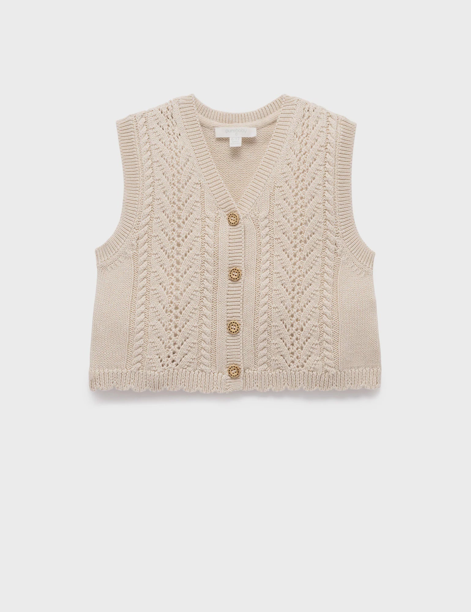 Knitted Vest - Wheat Melange | Purebaby