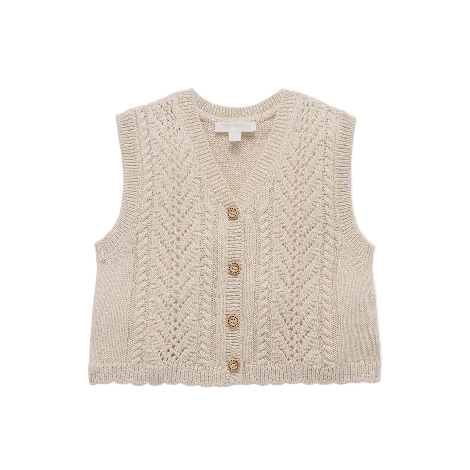 Knitted Vest - Wheat Melange | Purebaby