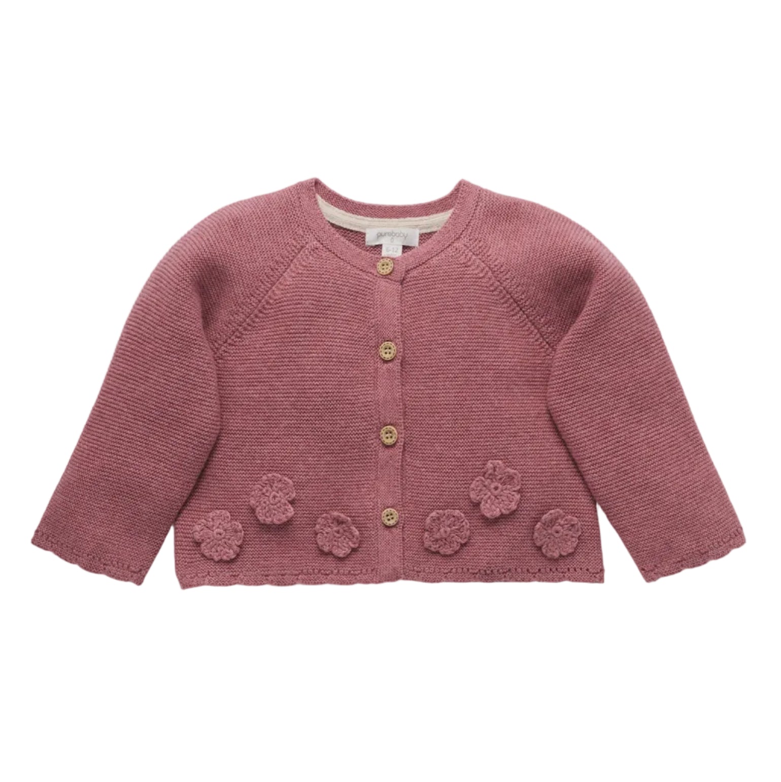 Crochet Flower Cardigan - Toadstool Melange | Purebaby