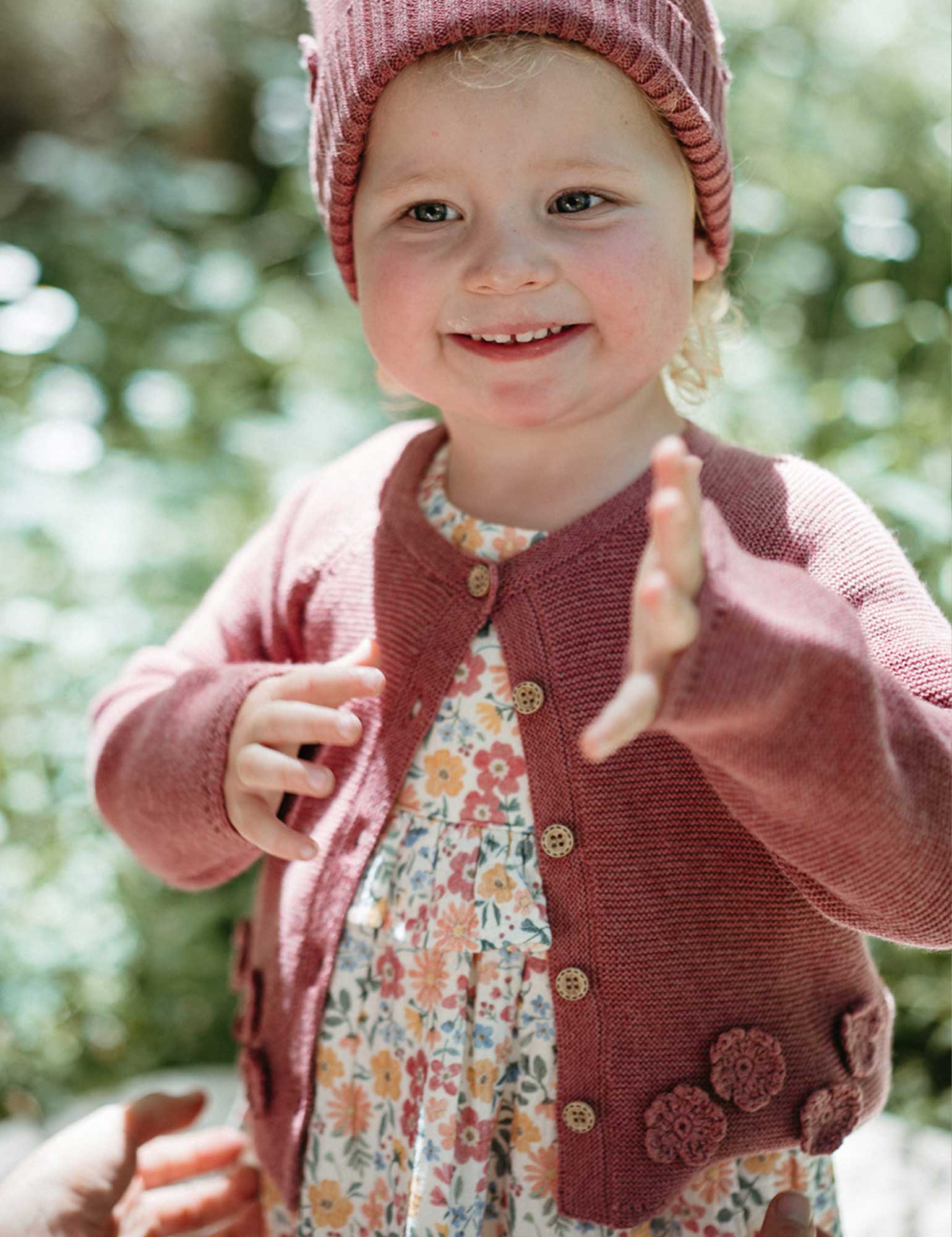 Crochet Flower Cardigan - Toadstool Melange | Purebaby