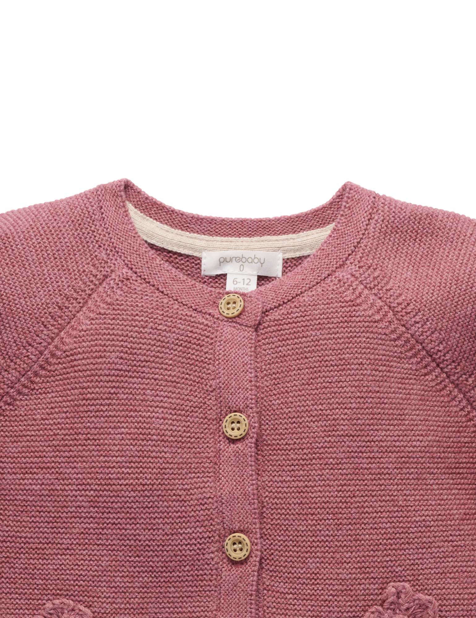 Crochet Flower Cardigan - Toadstool Melange | Purebaby