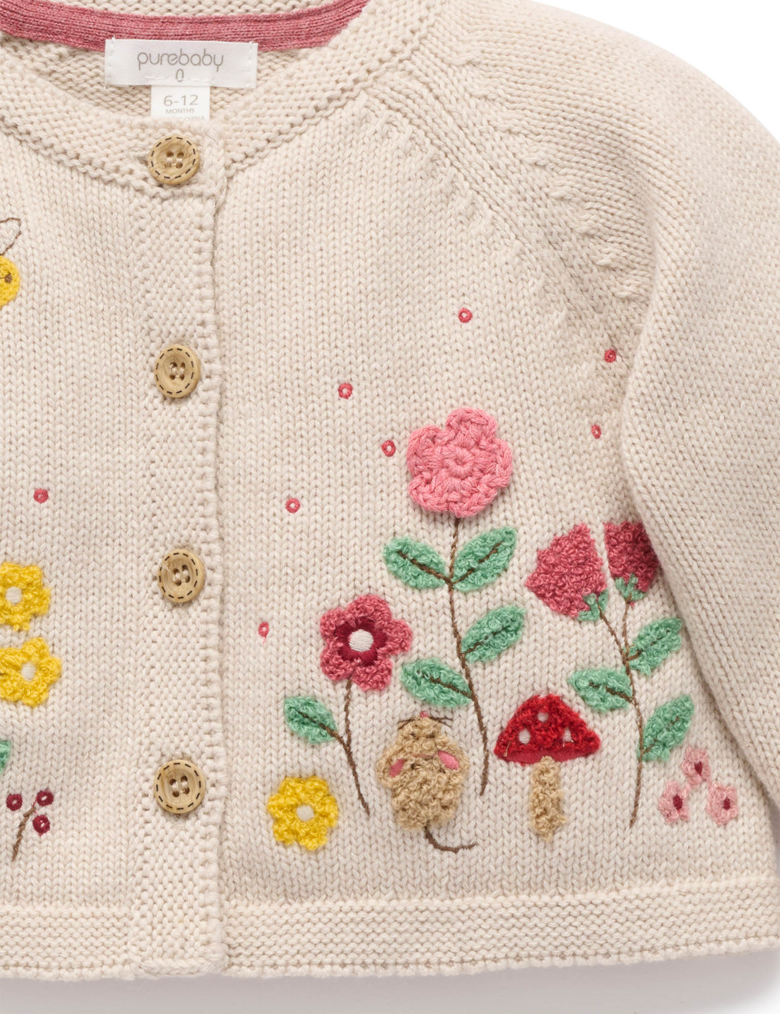 Embroidered Cardigan - Wheat Melange | Purebaby