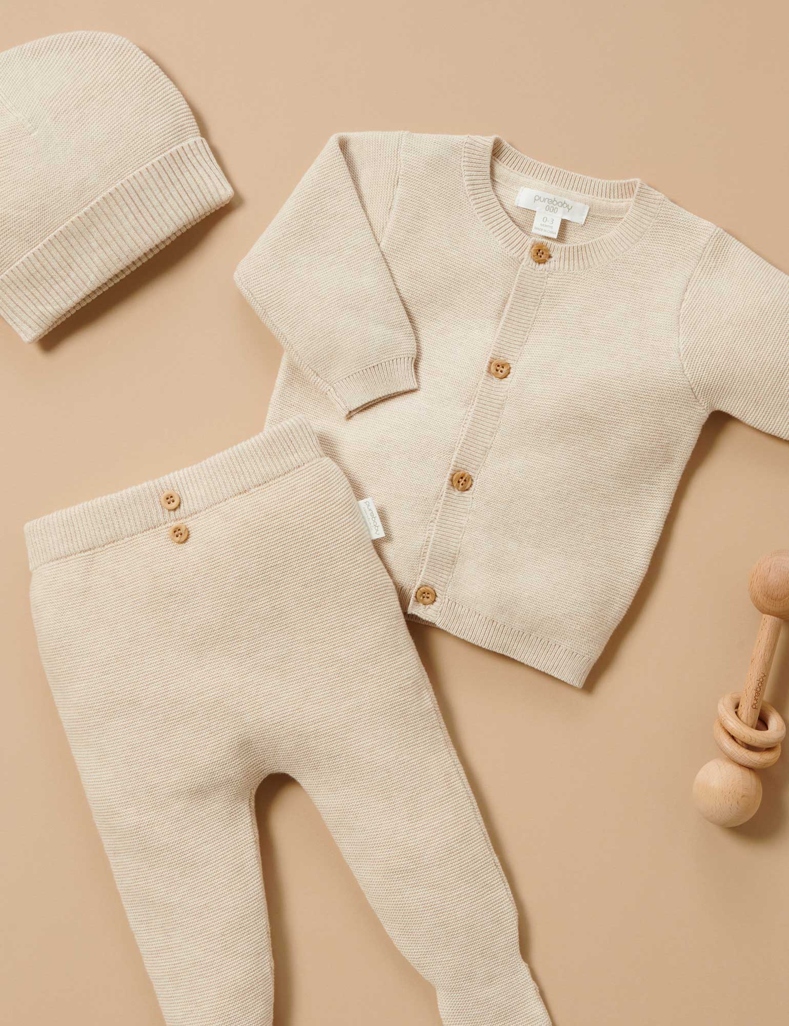 Textured Legging - Wheat Melange | Purebaby