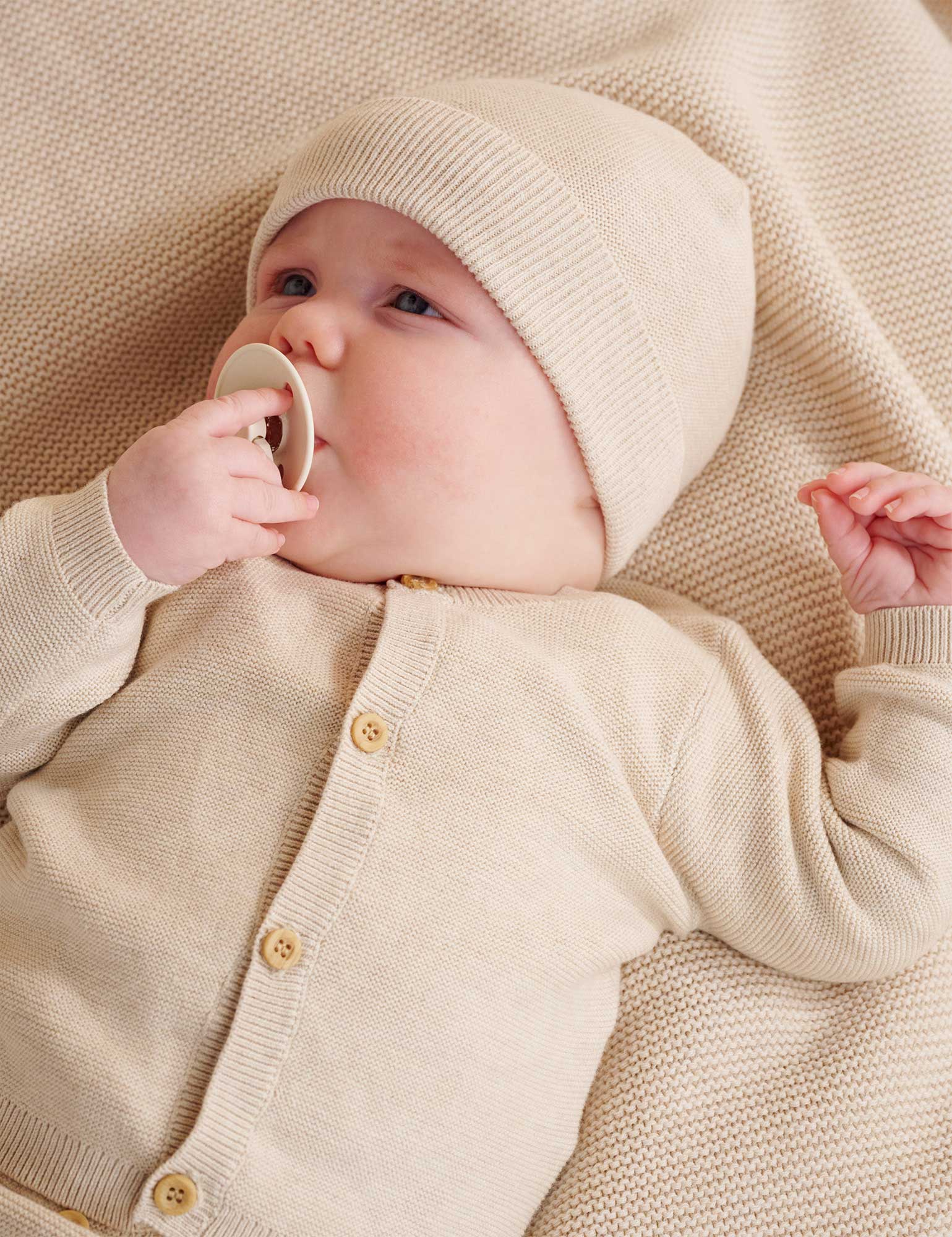 Textured Cardigan - Wheat Melange | Purebaby