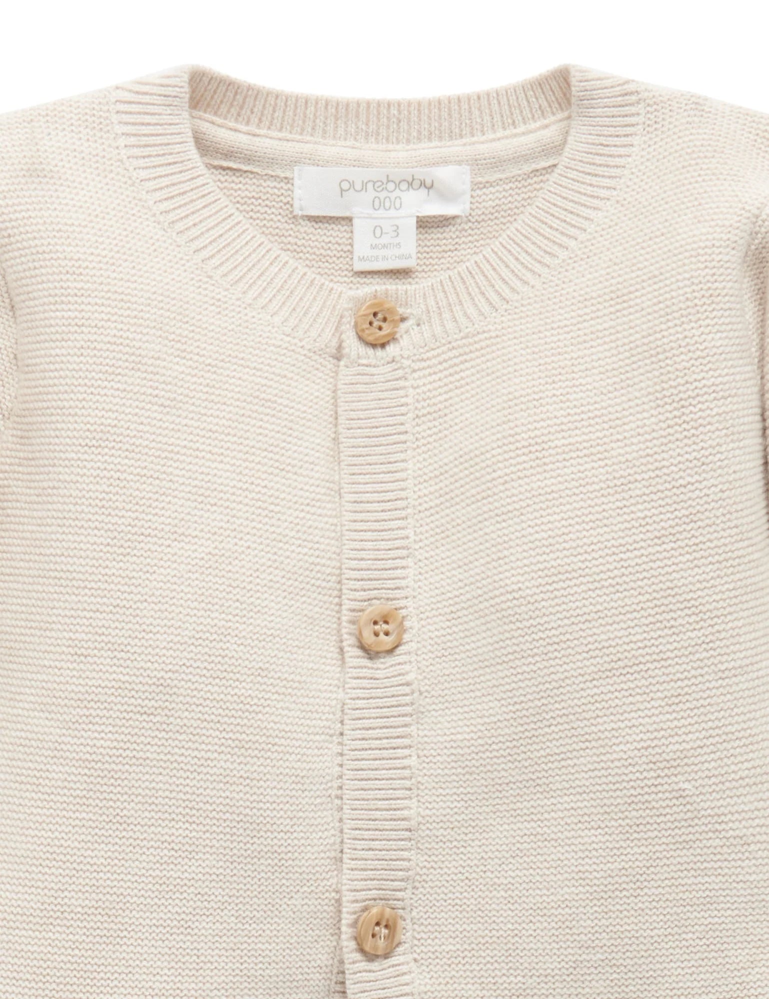 Textured Cardigan - Wheat Melange | Purebaby