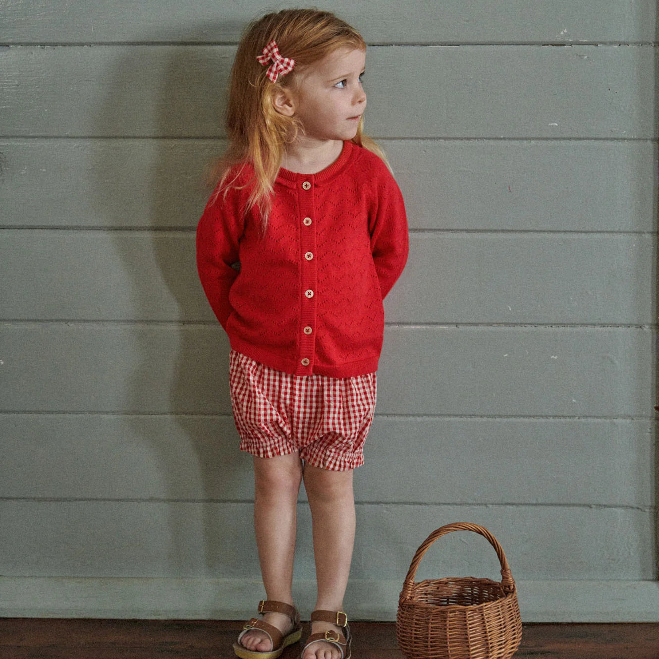PIPER CARDIGAN - Raspberry Red Pointelle | Nature Baby
