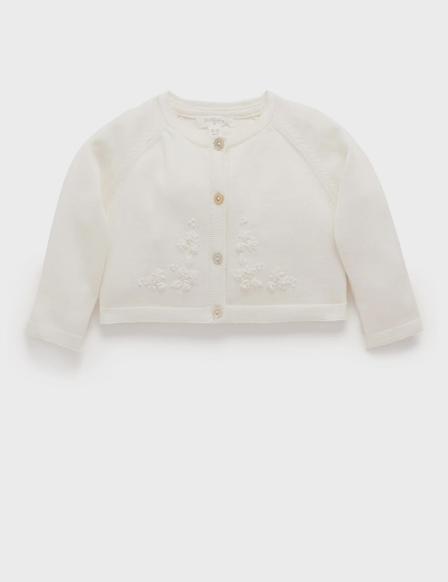 Embroidered Cardigan - Wheat Melange | Purebaby