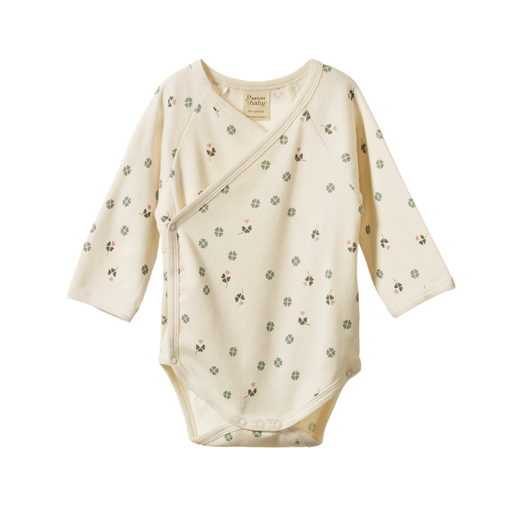 LONG SLEEVE KIMONO BODYSUIT - Lucky Print | Nature Baby