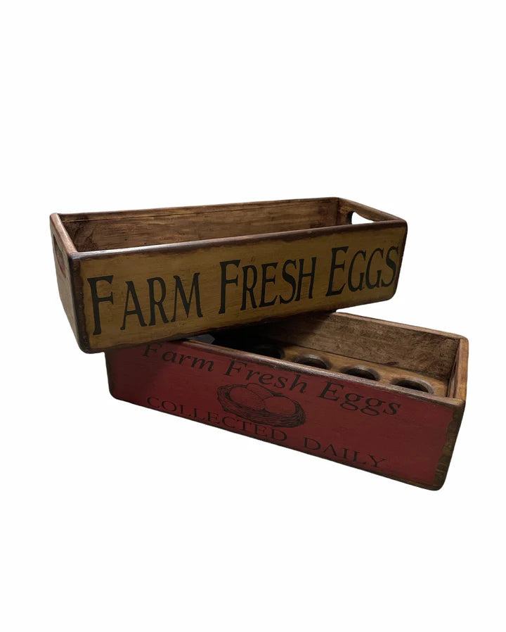 Wooden Vintage Egg Tray | Blue Goose Imports