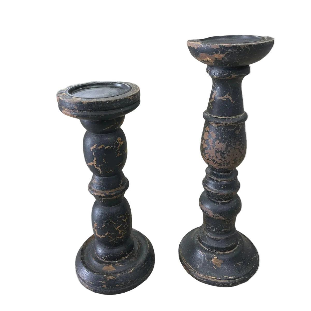 Distressed Candle Stick - Black | Blue Goose Imports