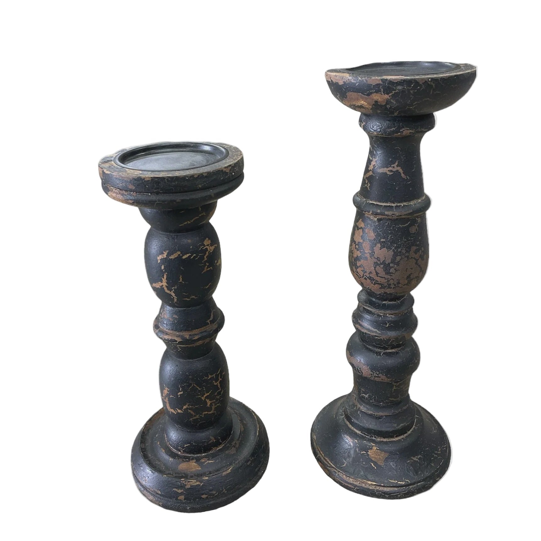 Distressed Candle Stick - Black | Blue Goose Imports