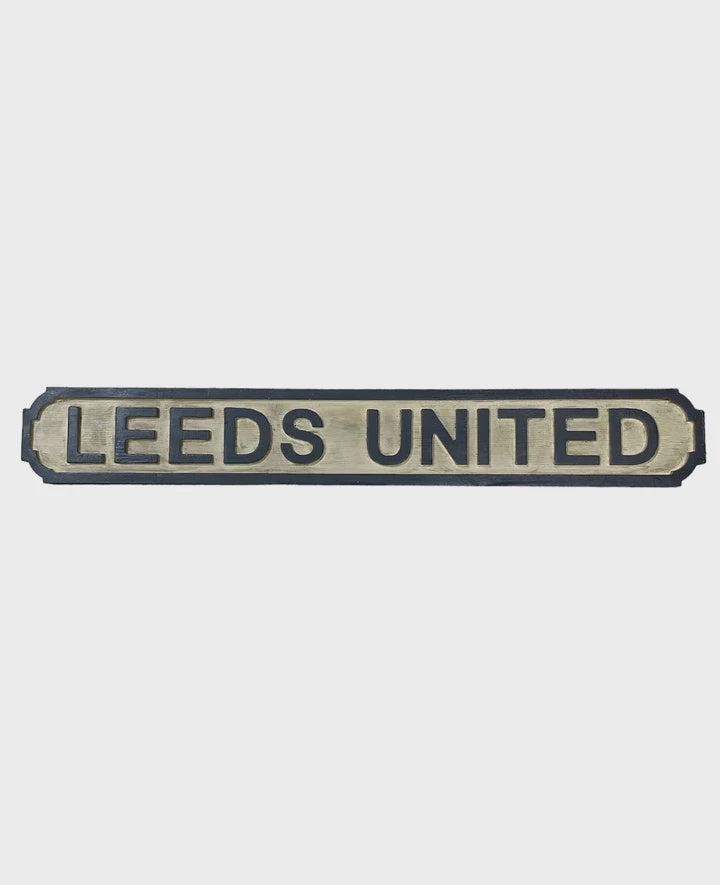 Wooden Leeds United Sign | Blue Goose Imports
