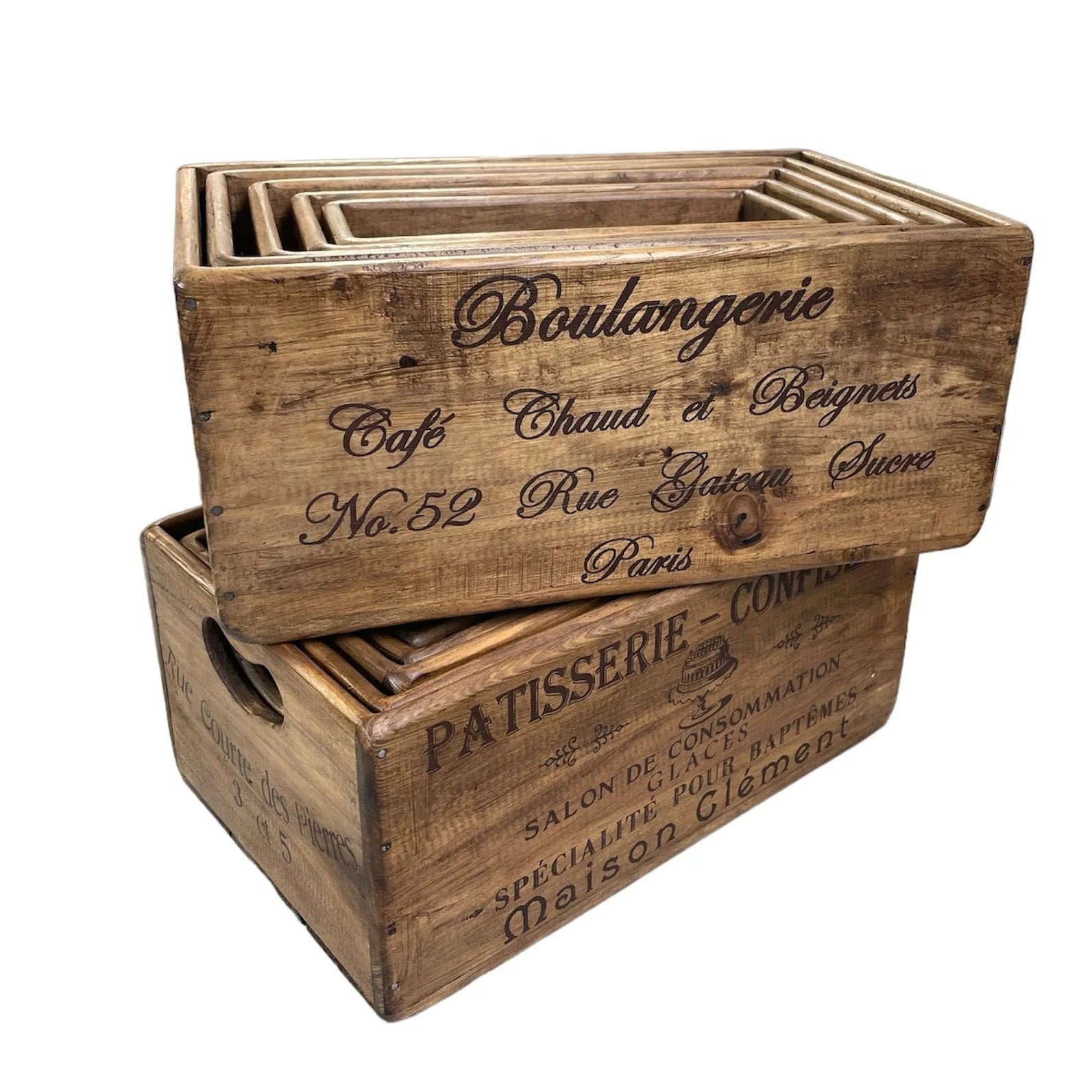 Wooden Boxes with Hole Handle | Blue Goose Imports