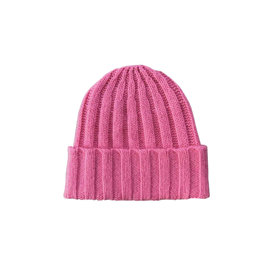 Merino Blend Rib Knit Beanie - Raspberry | Grown