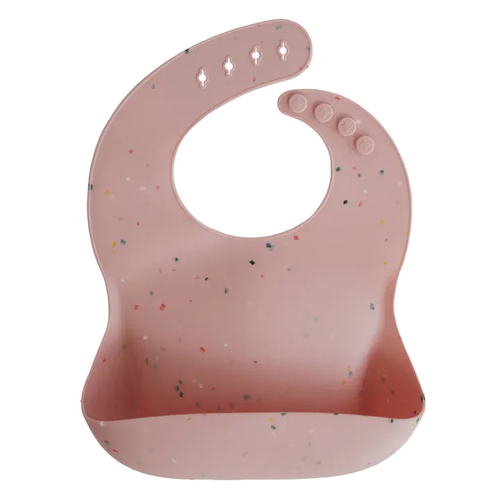 Silicone Baby Bib - Powder Pink Confetti | Mushie
