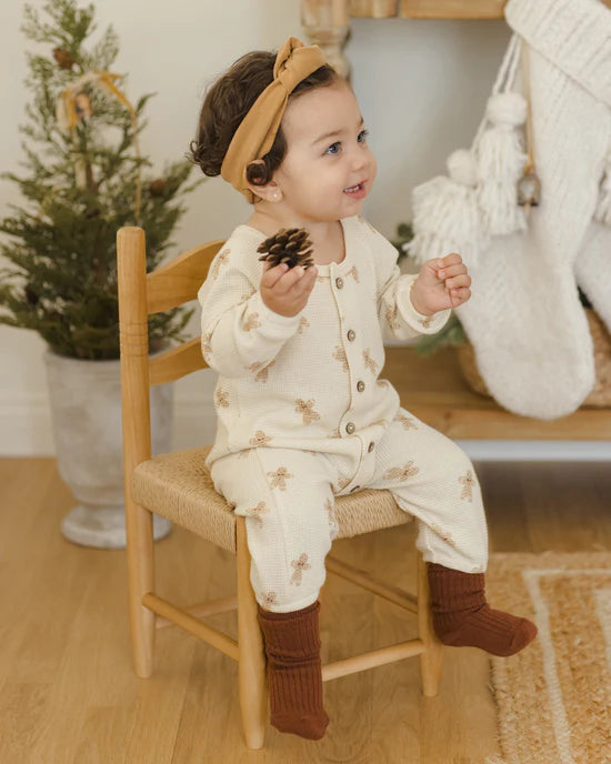 WAFFLE LONG SLEEVE JUMPSUIT  || GINGERBREAD |  Quincy Mae