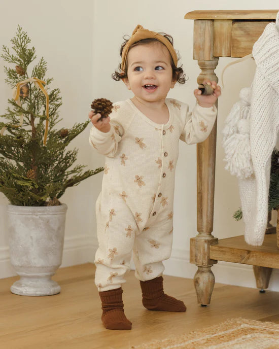 WAFFLE LONG SLEEVE JUMPSUIT  || GINGERBREAD |  Quincy Mae
