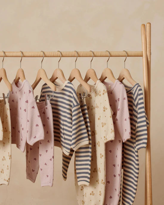WAFFLE LONG SLEEVE JUMPSUIT || OCEAN STRIPE | Quincy Mae