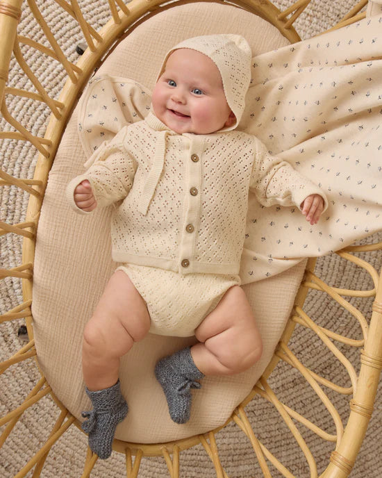 POINTELLE BABY BLANKET || BLUE DITSY | Quincy Mae