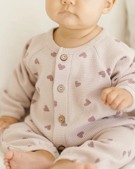 WAFFLE LONG SLEEVE JUMPSUIT || HEARTS | Quincy Mae