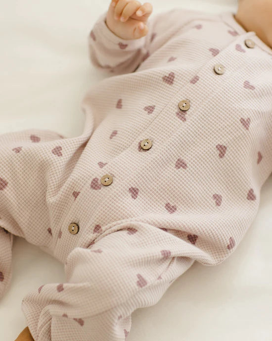 WAFFLE LONG SLEEVE JUMPSUIT || HEARTS | Quincy Mae