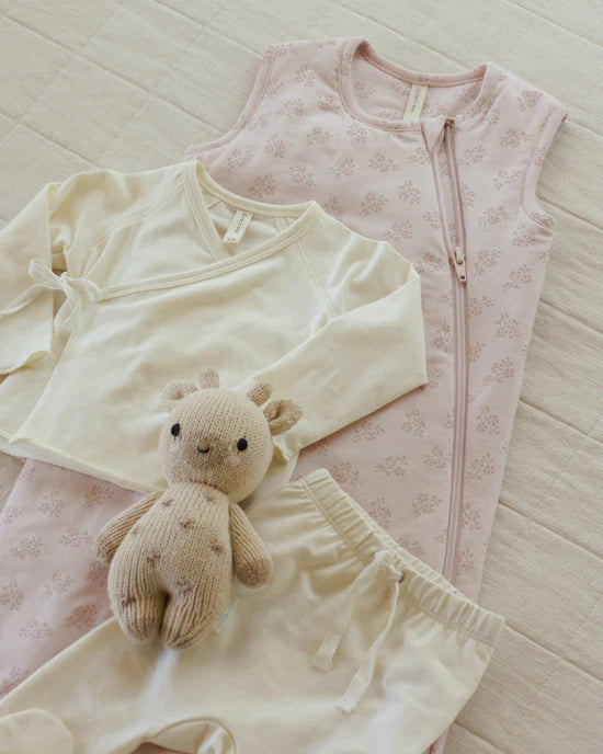 Wrap Top + Footed Pant Set - Ivory | Quincy Mae
