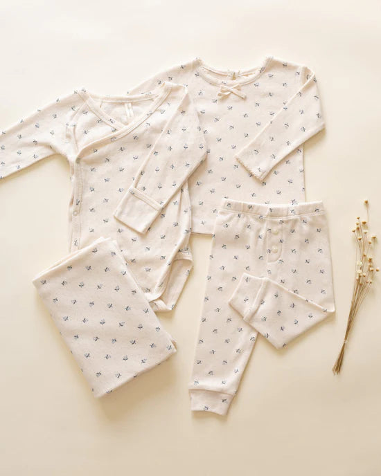 SIDE SNAP BODYSUIT || BLUE DITSY | Quincy Mae