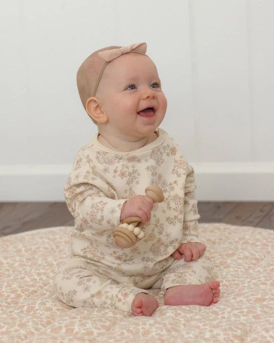 DRAWSTRING PANT FLORAL VINE - NATURAL | Quincy Mae