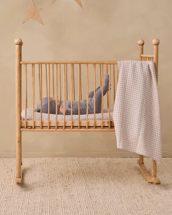 WOVEN CRIB SHEET BLUE GINGHAM - CLOUD | Quincy Mae