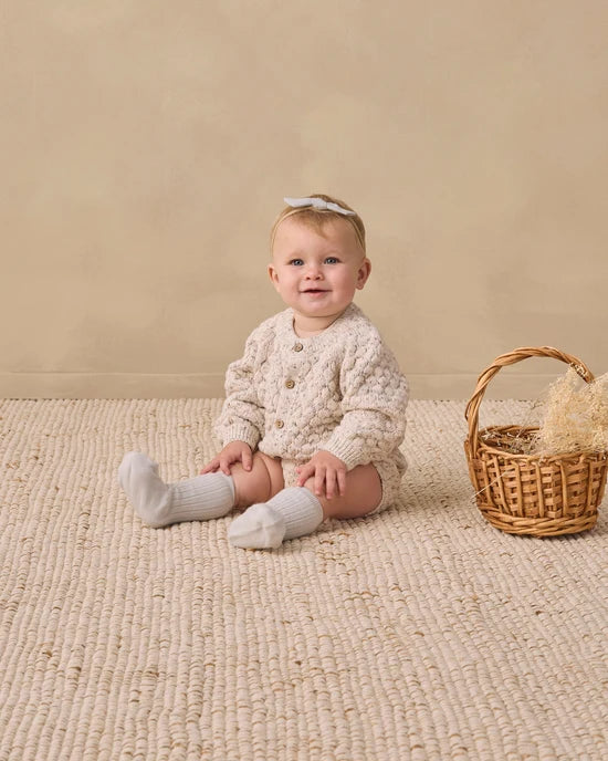 BUBBLE KNIT CARDIGAN NATURAL CONFETTI - NATURAL | Quincy Mae