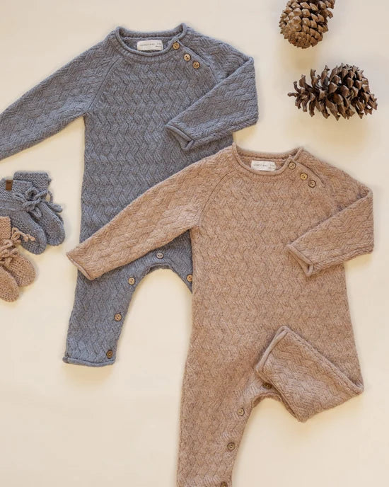 KNIT BOOTIES HEATHERED - ALMOND | Quincy Mae