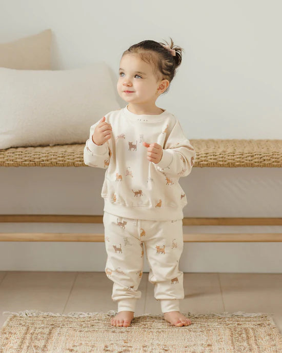 Relaxed Sweatpant || Cats - NATURAL | Quincy Mae