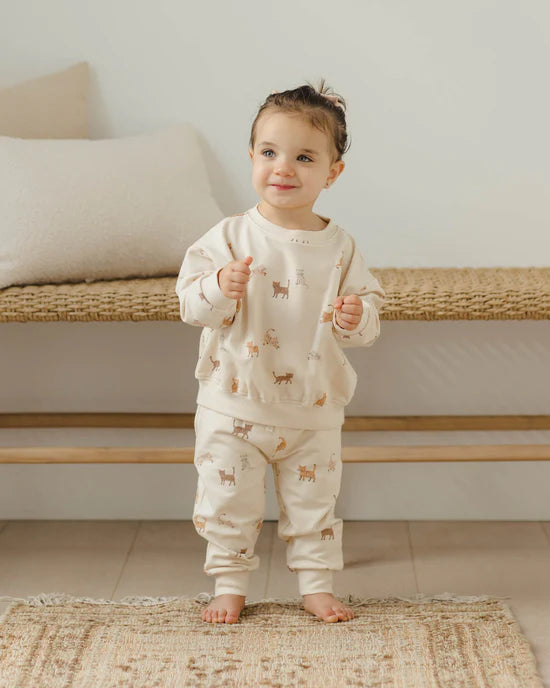 Relaxed Sweatpant || Cats - NATURAL | Quincy Mae