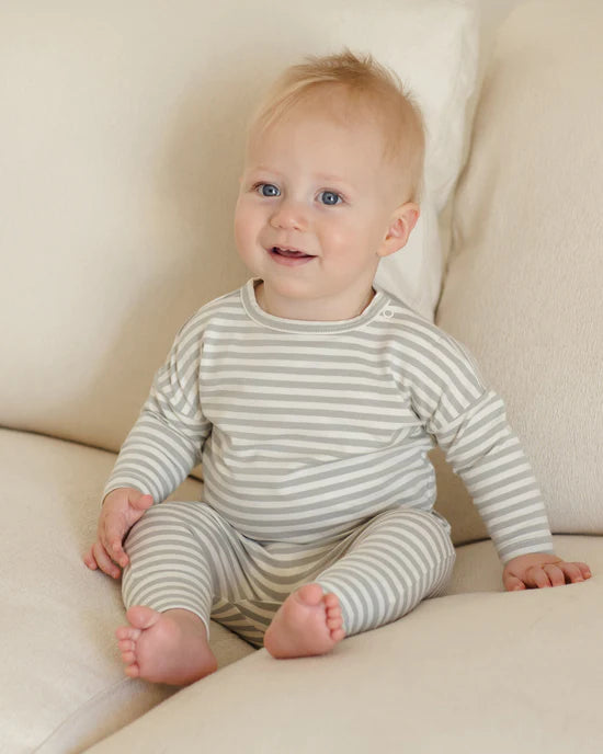 Drawstring Pant || Sage Stripe - SAGE | Quincy Mae
