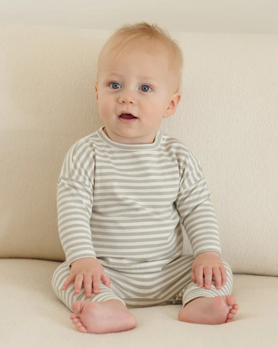 Drawstring Pant || Sage Stripe - SAGE | Quincy Mae