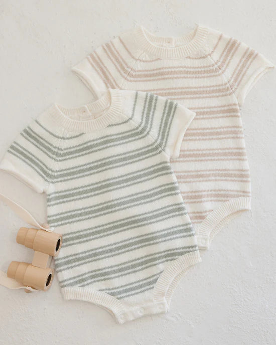 Rowan Romper || Oat Knit Stripe | Quincy Mae