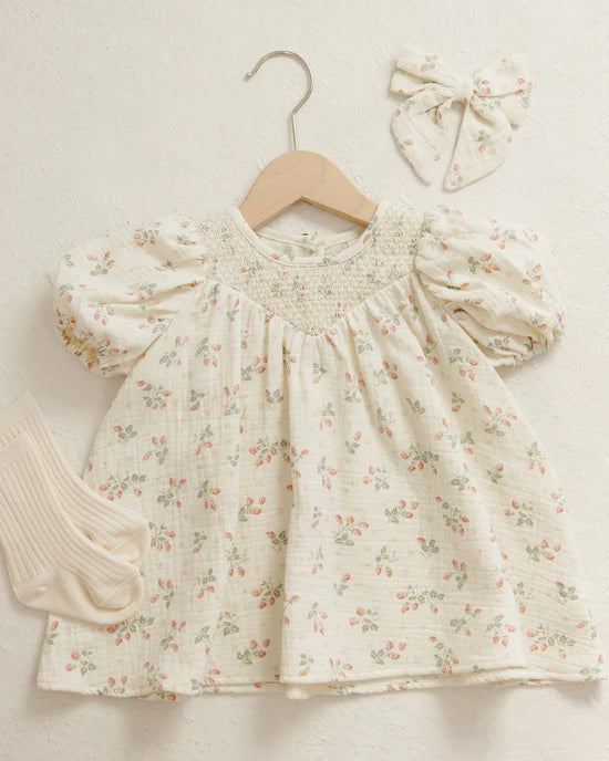 Carina Dress || Strawberries - IVORY | Quincy Mae