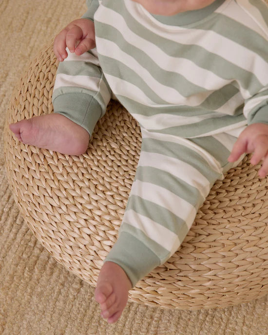 Relaxed Sweatpant || Sage Stripe - SAGE | Quincy Mae