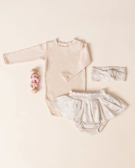 Waffle Long Sleeve Bodysuit || Antique - ANTIQUE | Quincy Mae