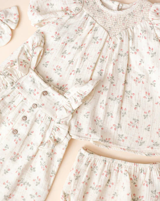 Carina Dress || Strawberries - IVORY | Quincy Mae