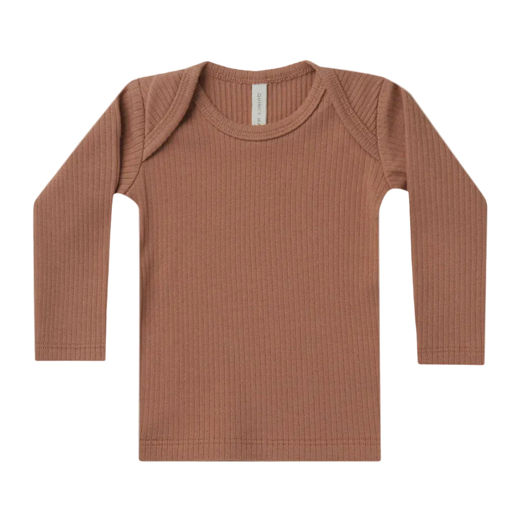 Ribbed Long Sleeve Tee - Amber | Quincy Mae