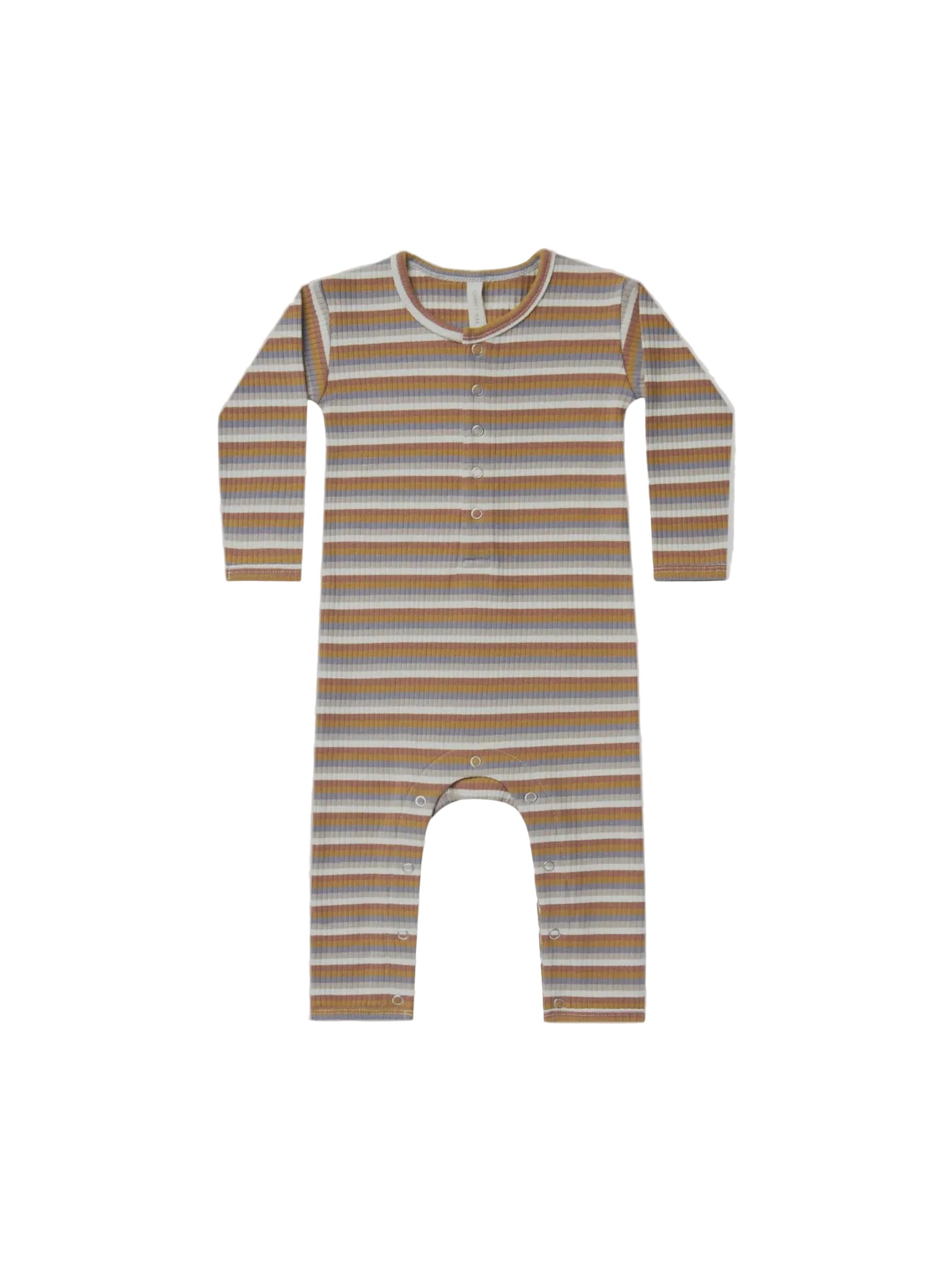 Organic Ribbed Baby Jumpsuit - Multi-Stripe | Quincy Mae