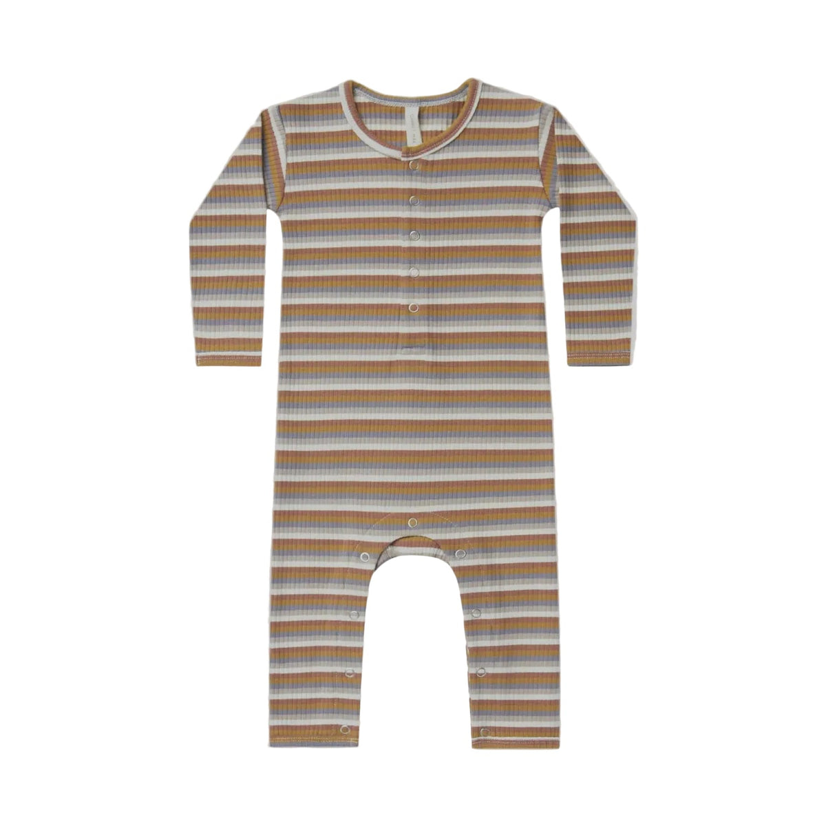 Organic Ribbed Baby Jumpsuit - Multi-Stripe | Quincy Mae