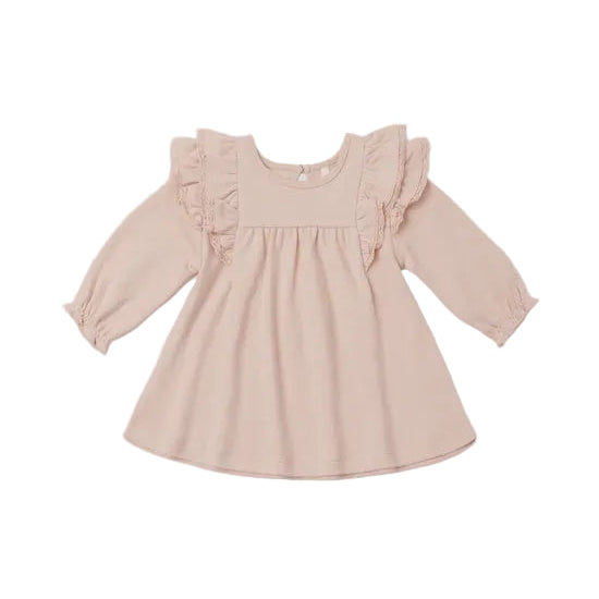 Long Sleeve Flutter Dress Dusty Rose | Quincy Mae