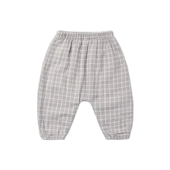 WOVEN PANT BLUE GINGHAM - CLOUD | Quincy Mae