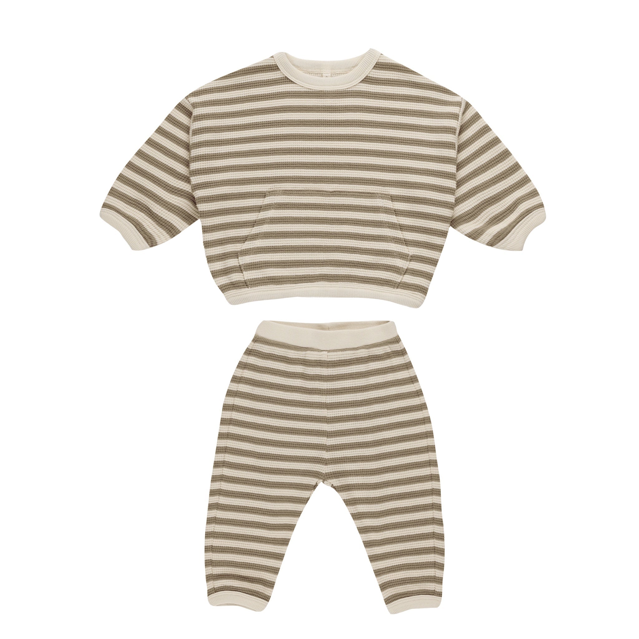 WAFFLE SLOUCH SET || OLIVE STRIPE | Quincy MaeT6T5