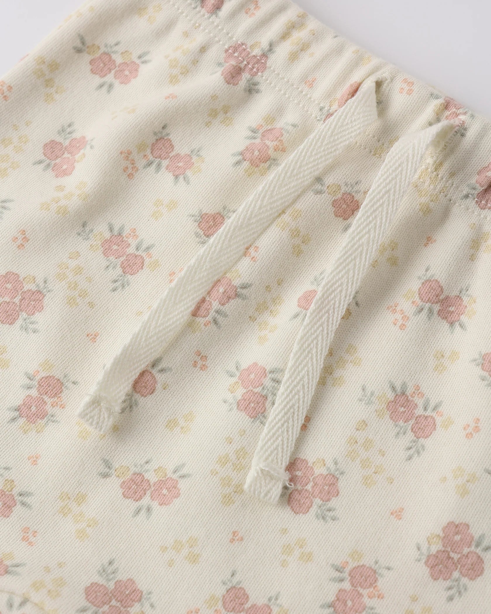 Wrap Top + Footed Pant Set - Flower Field - Ivory | Quincy Mae