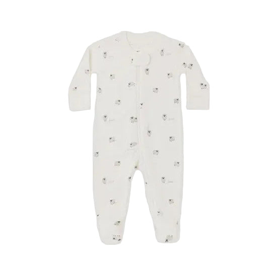 ZIP LONG SLEEVE SLEEPER FOOTIE SHEEP - IVORY | Quincy Mae